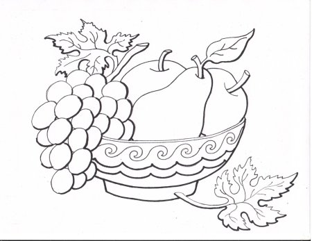 Раскраска фрукты в вазе