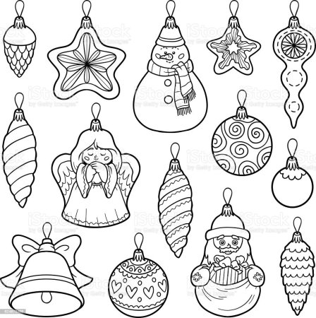 Елочные игрушки раскраска