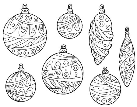 Раскраска новогодние игрушки