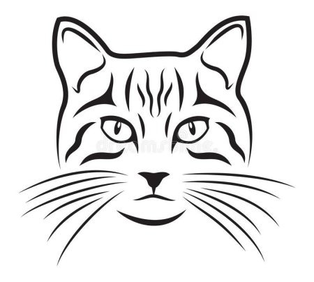Морда кота контурный рисунок (45 фото)
