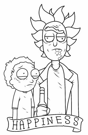 Рик и Морти эскиз чб