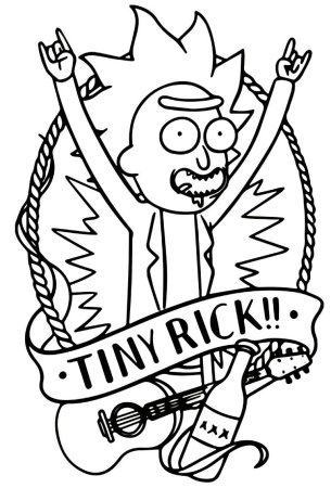 Наклейки чб Рик и Морти