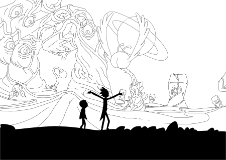 Рик и Морти силуэты вектор