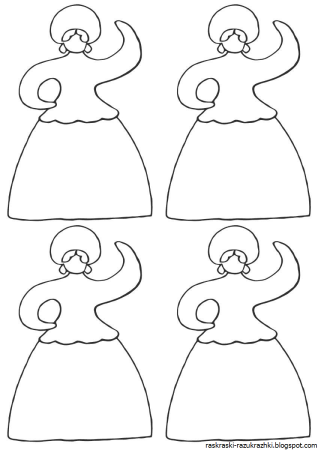 Дымковская игрушка Барыня раскраска для детей