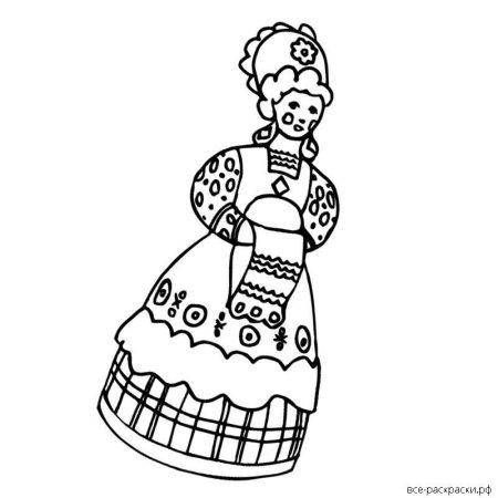 Дымковская Барыня раскраска для детей