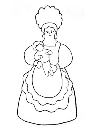 Дымковская игрушка Барыня раскраска