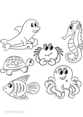 Трафарет морские жители