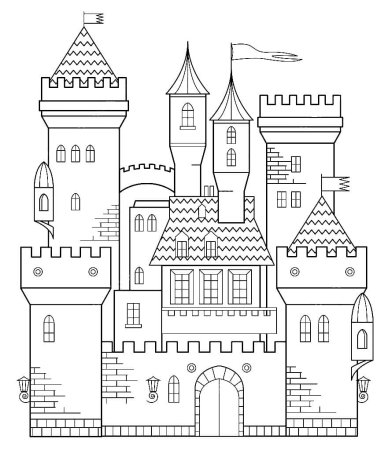 Замок контурный рисунок (44 фото)