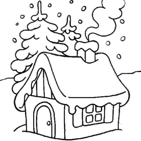 Новогодний домик контурный рисунок (45 фото)