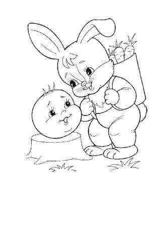 Детские раскраски к сказке Колобок