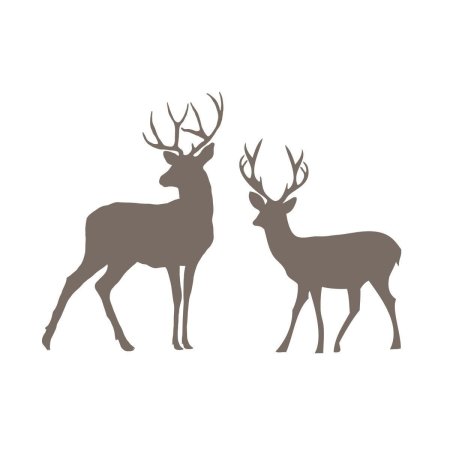 Олень с олененком контур