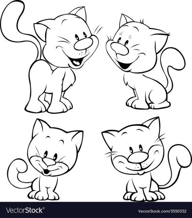 Котенок контурный рисунок