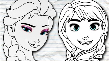 Эльза и Анна срисовать