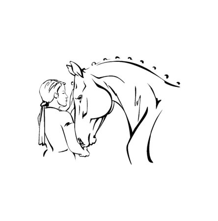 Девушка на лошади рисунок