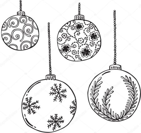 Раскраска новогодние игрушки