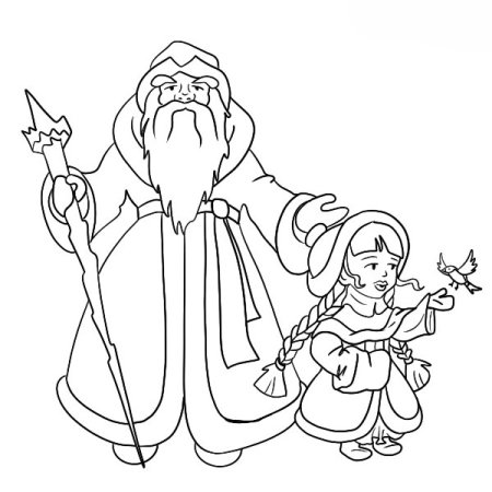 Контур Снегурочки для раскрашивания