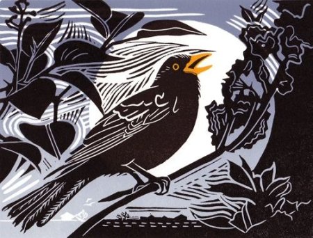 Линогравюра трехцветная