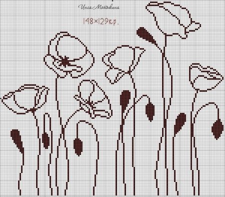 Контурная вышивка цветы