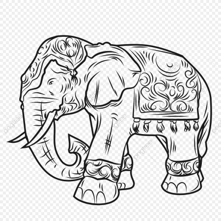 Слон контурный рисунок для детей (44 фото)