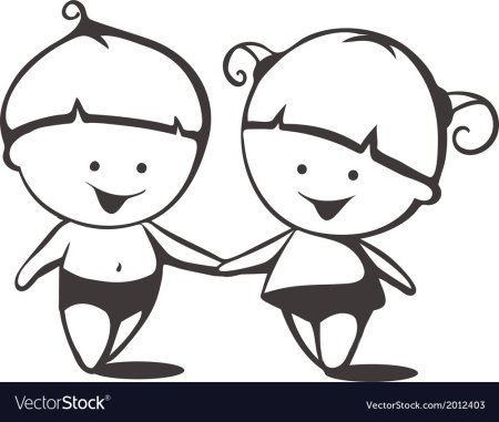 Мальчик и девочка контур