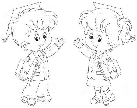 Школьники раскраска для детей