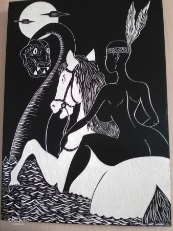 Чернолаковая резьба по фанере