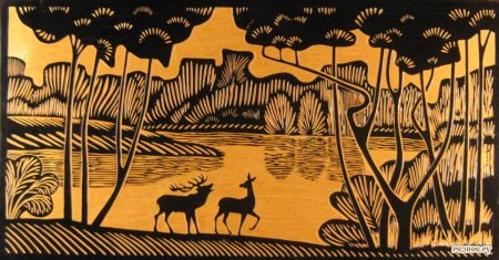 Чернолаковая контурная резьба