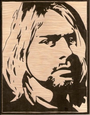 Силуэтное Выжигание по дереву Курт Кобейн