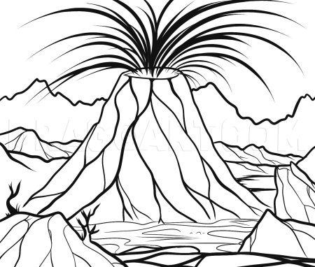 Вулкан Ключевская сопка раскраска