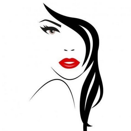 Силуэт лица с красными губами