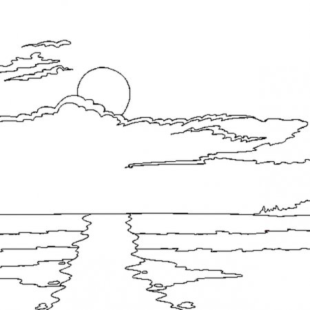 Контурные рисунки море (45 фото)