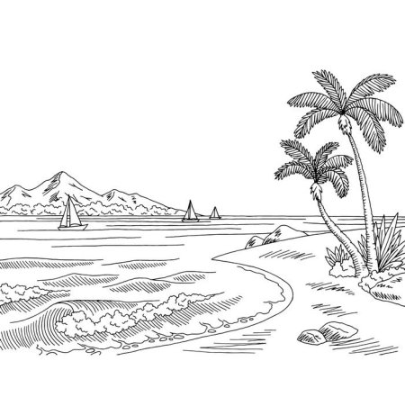 Морской пейзаж Маяк раскраска