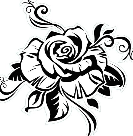 Роза контурный рисунок