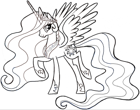 Раскраски my little Pony принцесса Селестия