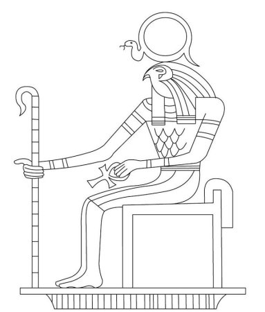 Раскраска Бога Амон ра древнего Египта