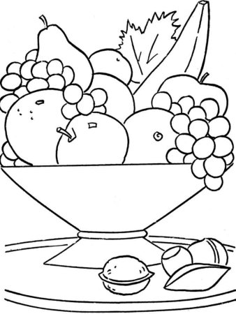 Ваза с фруктами раскраска