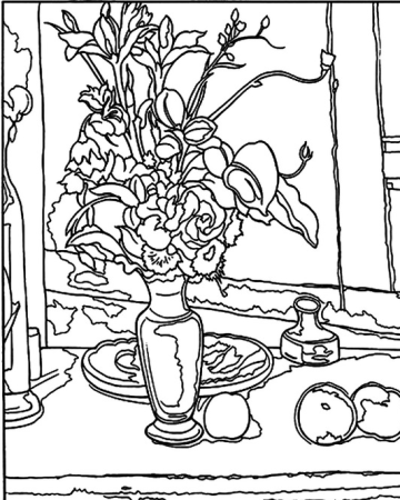 Раскраска натюрморт с цветами