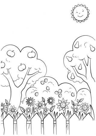 Сады. Раскраска