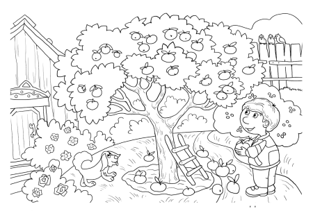 Во дворе. Раскраска