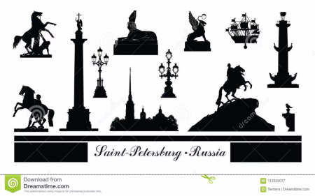 Ростральная колонна в Санкт-Петербурге силуэт