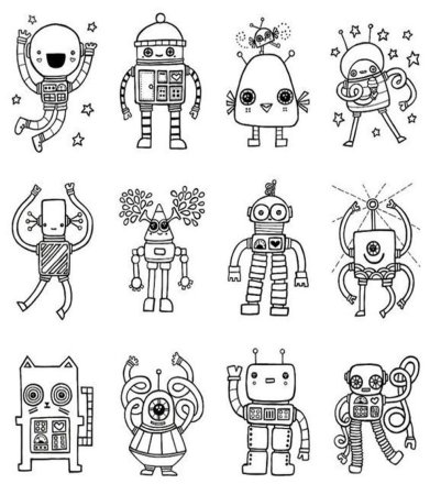 Маленькие роботы раскраска
