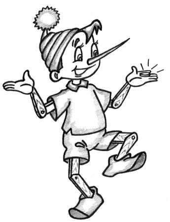 Буратино рисунок для срисовки