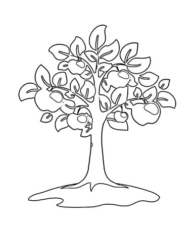 Дерево яблоня раскраска