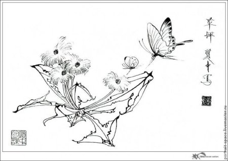 Китайские мотивы контурное рисование