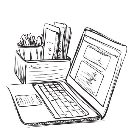 Нарисованный компьютер скетч