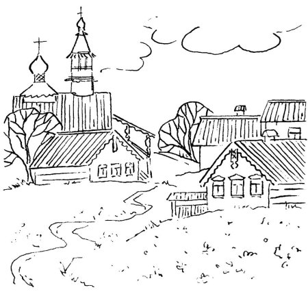 Деревня раскраска для детей