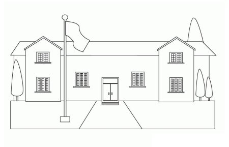 Здание школы раскраска для детей