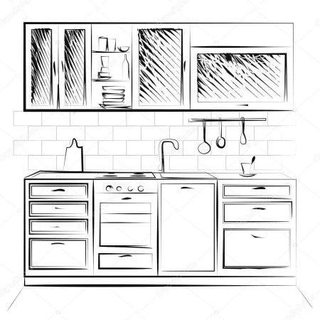 Схематичный набросок кухни