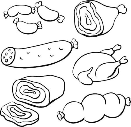 Раскраски мясо мясные продукты для детей