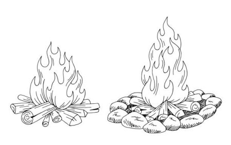 Костер раскраска для детей